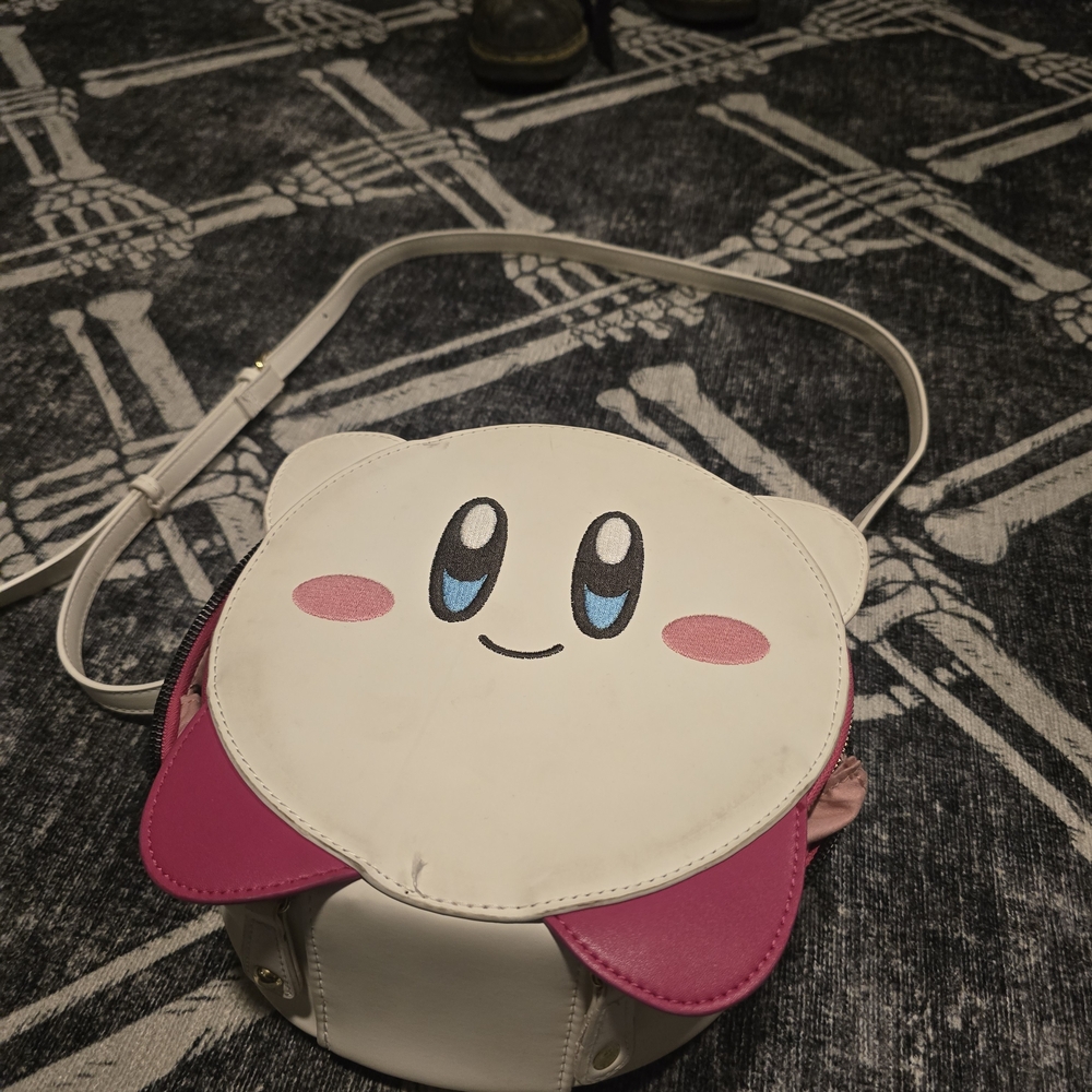 White and Pink Character Crossbody Bag